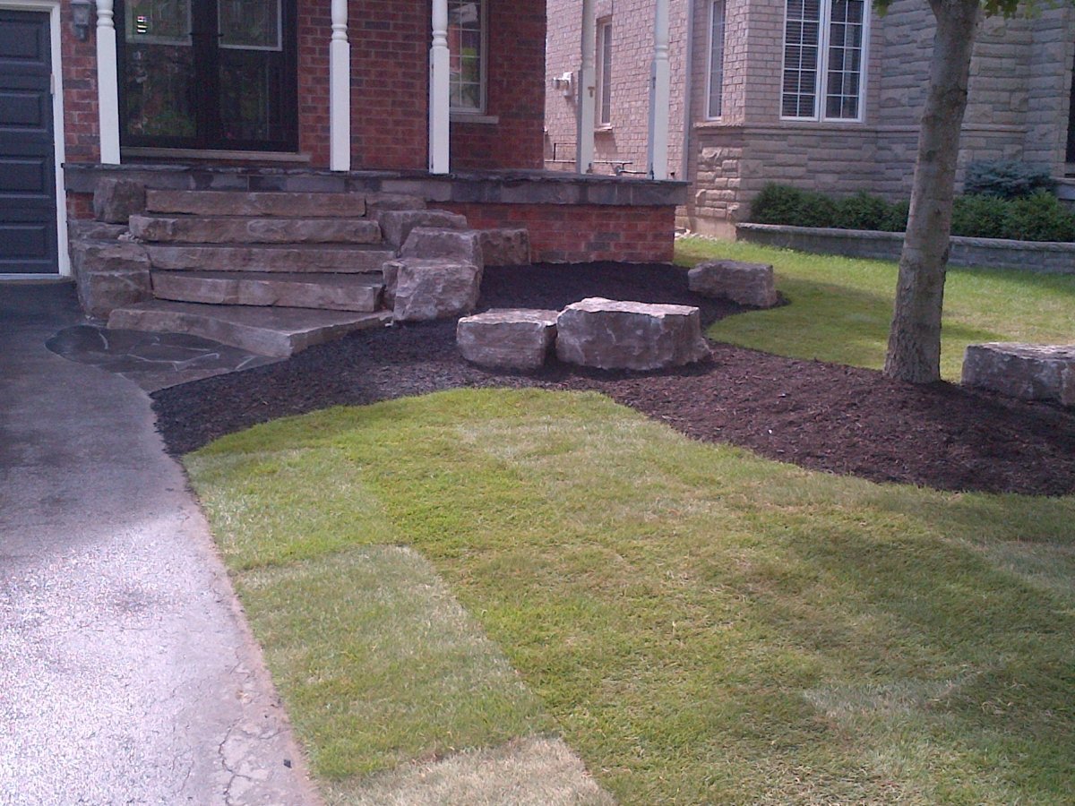 Armour Stone Steps & Sod Install